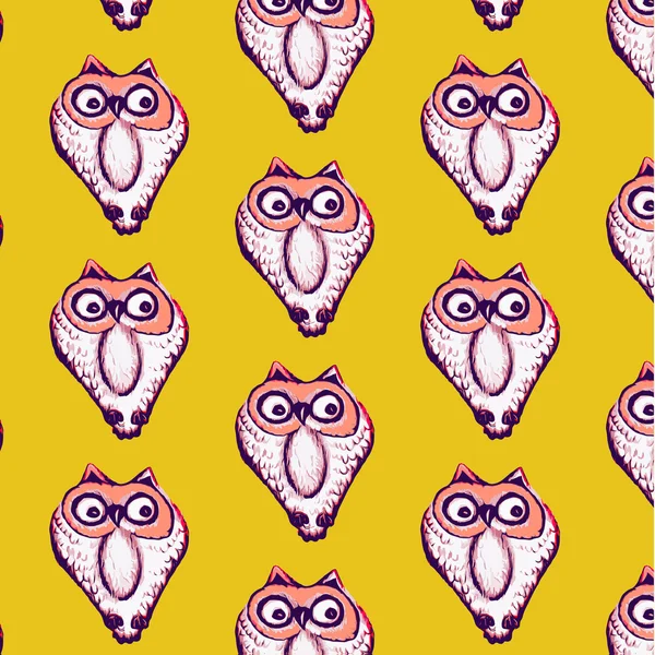 Naadloze patroon achtergrond voor owl — Stockvector