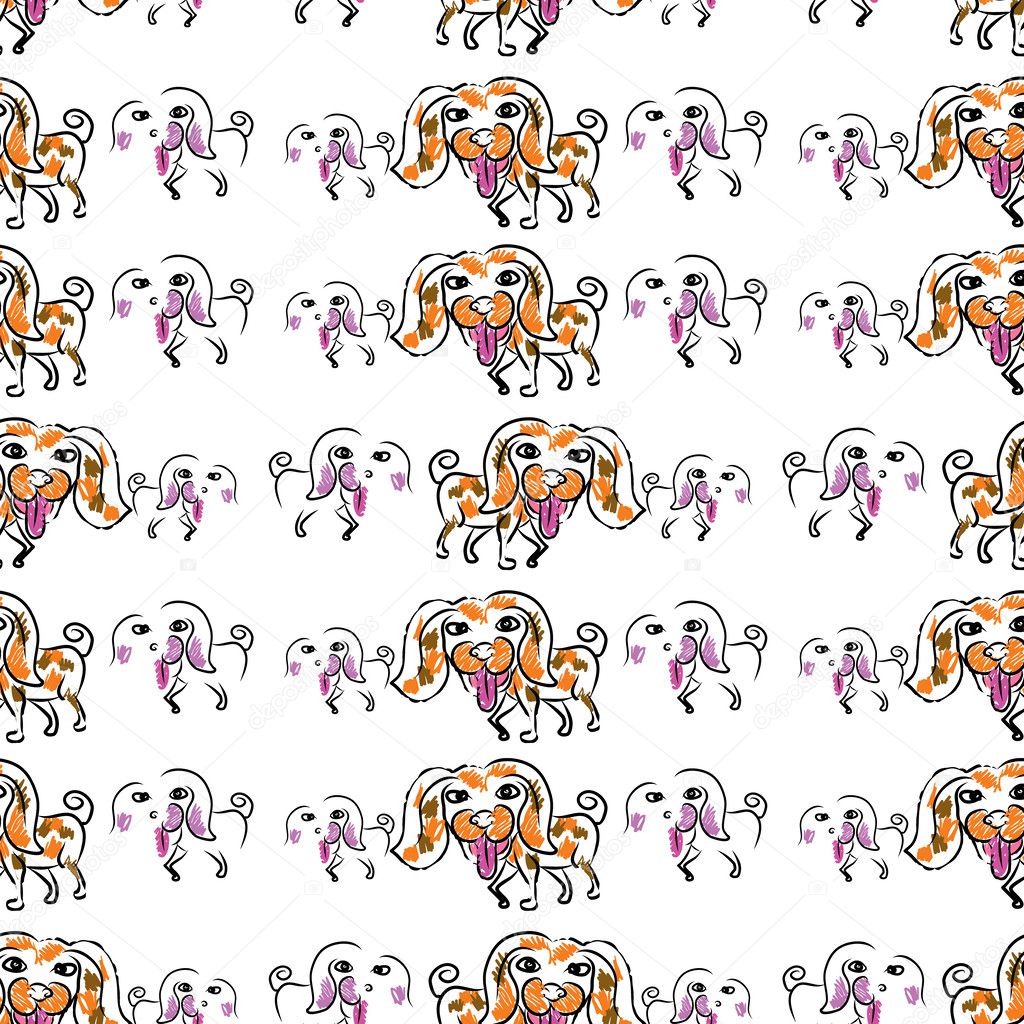 Seemless pattern of doodle dog