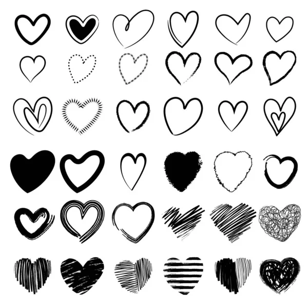 Dibujo Corazones Garabato Bosquejo Mano Alzada Corazones Ilustración Vectorial — Vector de stock