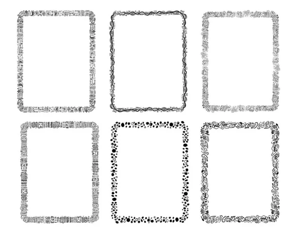 Serbest çizgi, Doodle sınır çizgisi, karalama stilinin çeşitli şekilleri, dekoratif unsurlar, öğretmen klibi, Modelleştirilmiş Çerçeveler için Tuhaf Sınırlar.