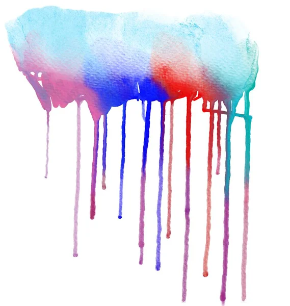 摘要水彩画中的彩色梯度染色 孤立的水彩画滴在白色的背景上 用于制造艺术的部件 — 图库照片#