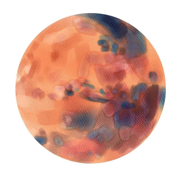 Acuarela Planeta Marte Aislado Blanco — Foto de Stock