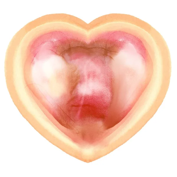 Corazón Acuarela Dibujado Mano Pintado Precioso Corazón Acuarela Símbolo Amor —  Fotos de Stock