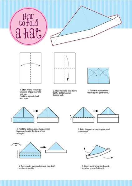 Step by step instruction of paper folding: How to make an Japanese origami — Image vectorielle