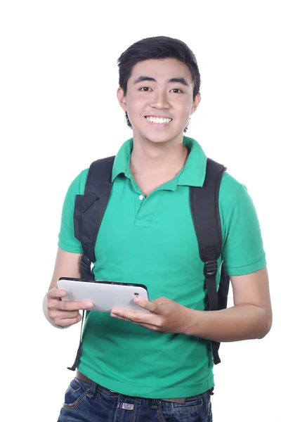 Азіатські Студентська хлопчик - ізольовані на білому — стокове фото