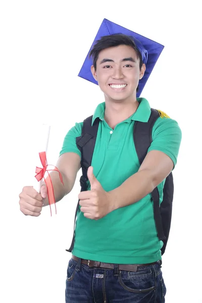 Menino estudante asiático - isolado em branco — Fotografia de Stock