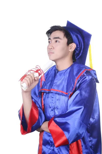 Unga asiatiska examen student kille - isolerad på vit — Stockfoto