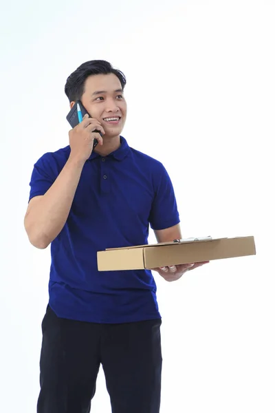 Asiático Jovem Bonito Homem Colarinho Camisa Isolado Branco Fundo Com — Fotografia de Stock