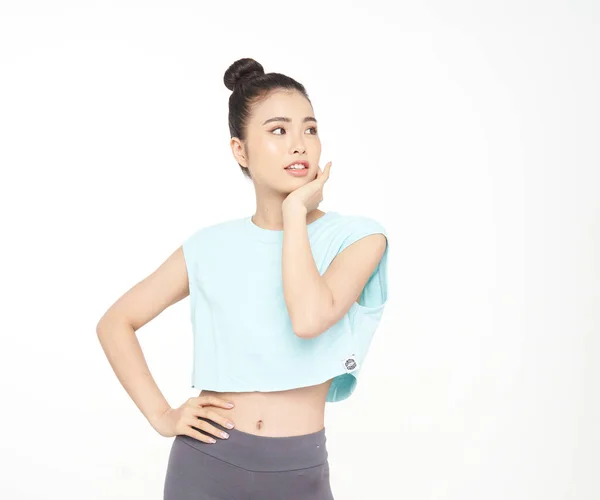 Asiática Hermosa Mujer Joven Atractiva Con Gesto Mano Expresión Cara —  Fotos de Stock