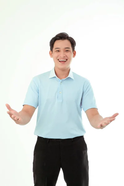 Asiatische Gutaussehende Und Fröhliche Junge Mann Isoliert Auf Hintergrund — Stockfoto