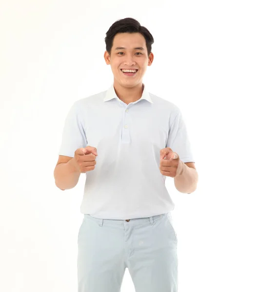 Asian Handsome Cheerful Young Man Isolated Background — Stock Photo, Image