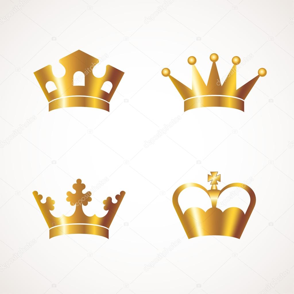 Set of four golden crowns