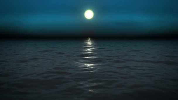 Laut malam dengan bulan — Stok Video