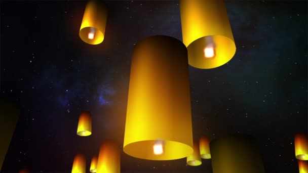 Launching sky lanterns — Stock Video