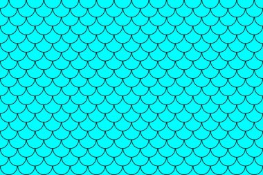Aqua blue fish scales, mermaid scales, roof tiles repeat pattern background.