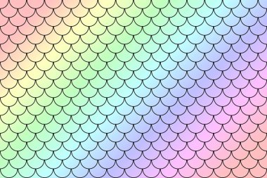Rainbow fish scales, mermaid scales, roof tiles repeat pattern background.