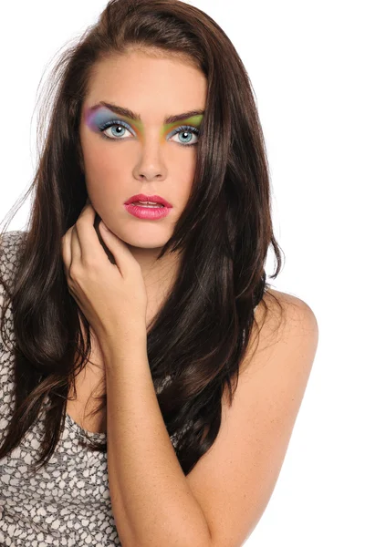 Vacker ung kvinna med konstnärliga make-up — Stockfoto