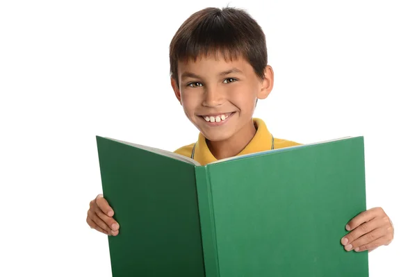 Jeune garçon tenant livre — Photo