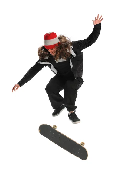 Скейтбордист стрибки — стокове фото