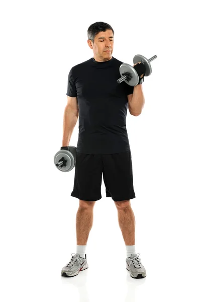 Mature Man Exercising With Dumbbells — Stock Photo, Image