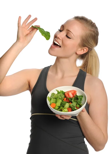 Fit Woman Eating Salad — Stock Photo, Image