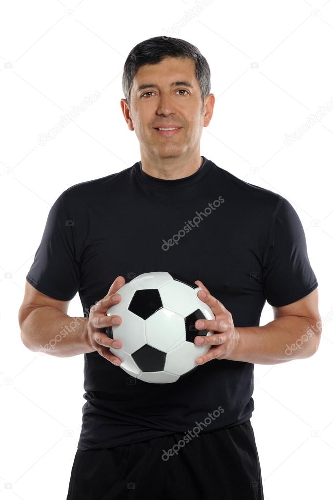 Man Holding Soccer Ball