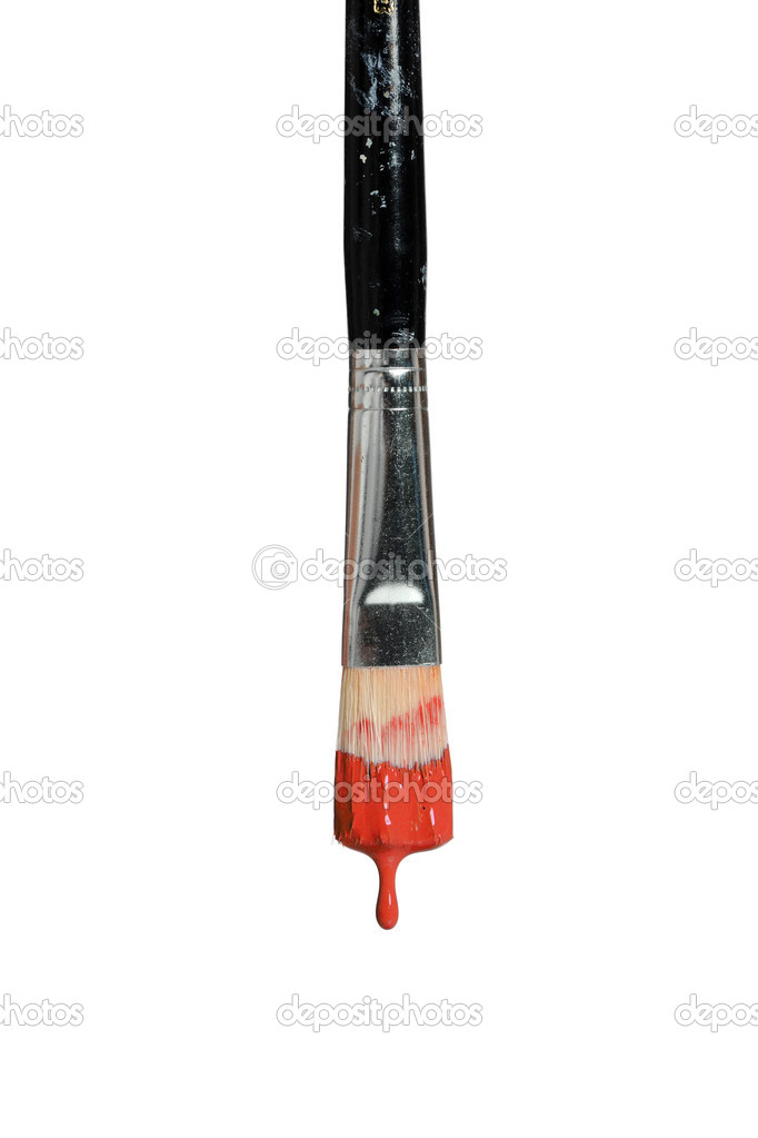Paintbrush Dripping Red Paint
