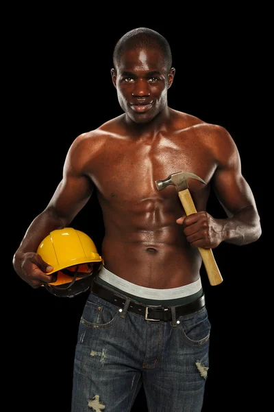 Man With Hard Hat and Hammer — Stock Photo, Image