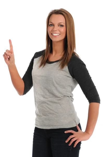 Portrait of Woman Pointing — Stock Photo, Image