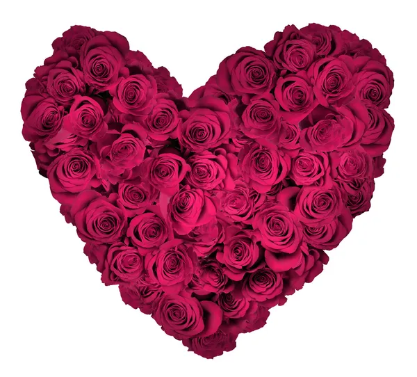 Bukiet róż na białym tle w kształcie serca — Zdjęcie stockowe