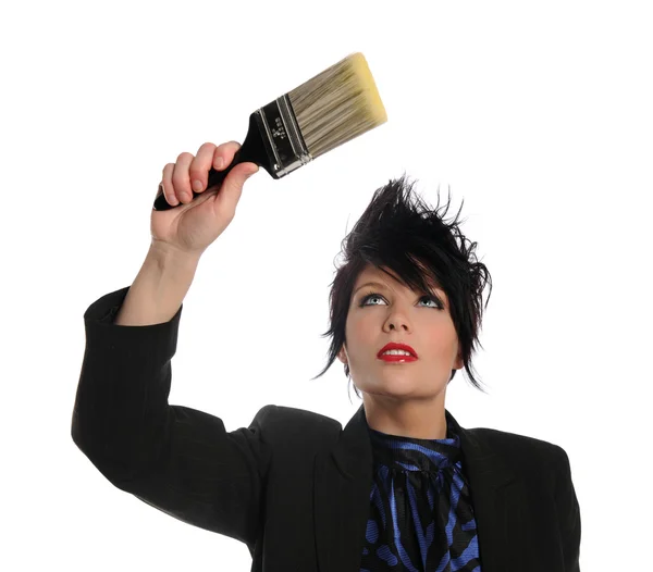 Businesswoman with Paintbrush — Stock Photo, Image