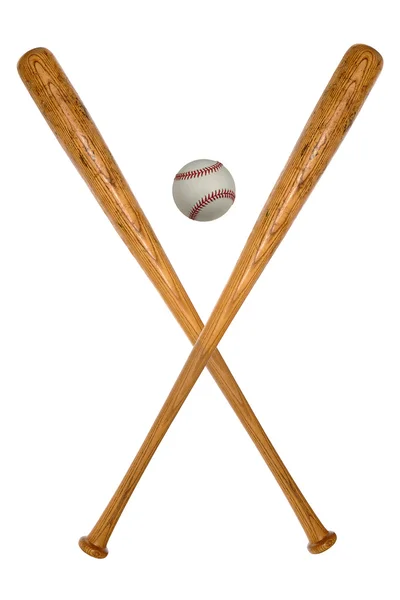 Beyzbol sopaları ve topu — Stok fotoğraf