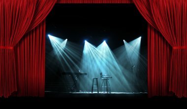 Concert with Stage with Red Curtains clipart