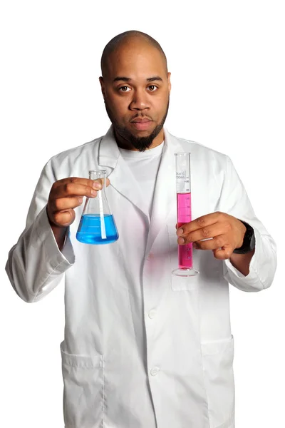 Man Holding Laboratory Glassware — Stock Photo, Image