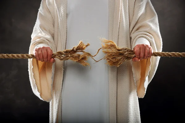 Jesus Hands Holding Frayed Rope - Stock Image - Everypixel