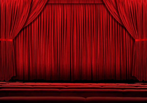 Grande cortina vermelha — Fotografia de Stock