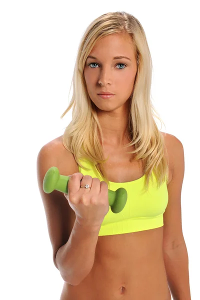 Young Woman Holding Dumbbell — Stock Photo, Image