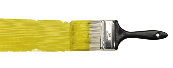 Pędzel z farbą żółty — Zdjęcie stockowe
