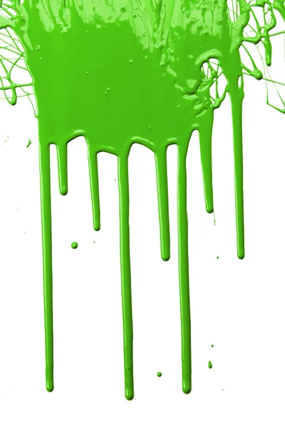 Pintura verde gotejamento — Fotografia de Stock