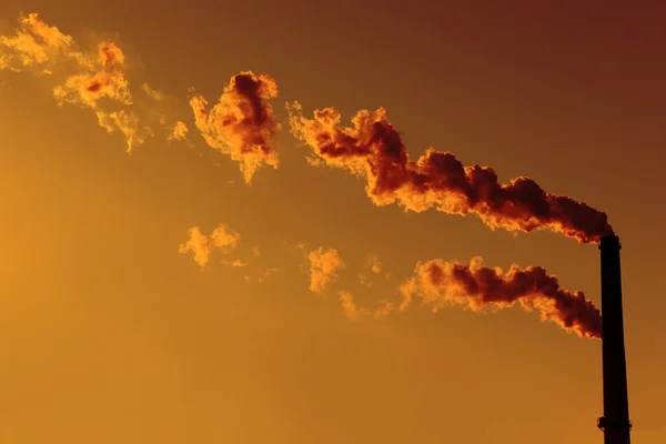 Pilas de humo al atardecer — Foto de Stock