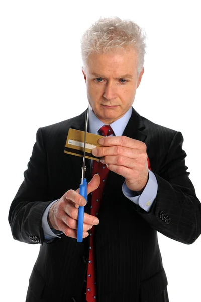 Man Cutting Credit Card — Stock Photo, Image