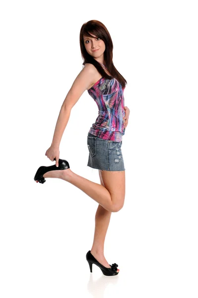 Teenager Holding Heel — Stock Photo, Image