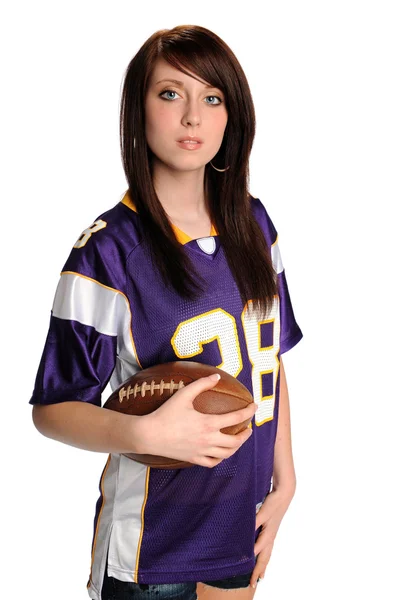 Teenage Girl Holding Football — Stock Photo, Image