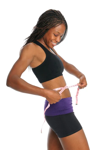 Young Woman Measuring Waist — Stock Photo, Image