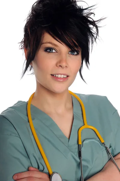 Mulher jovem em Scrubs — Fotografia de Stock