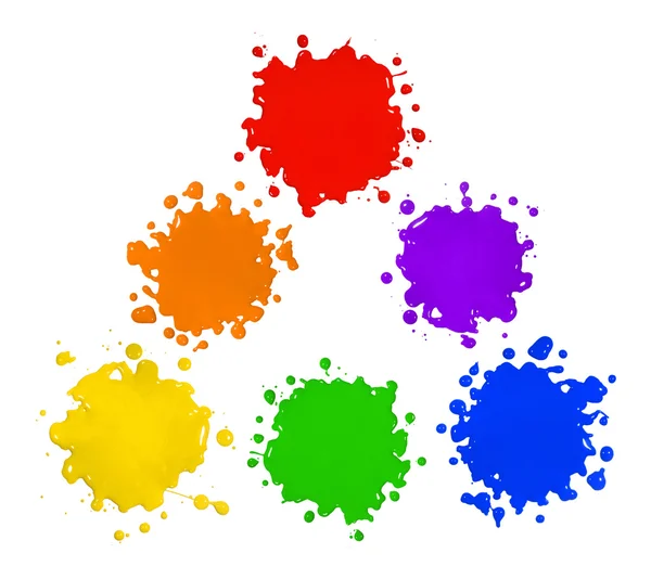 Primary and Secondary Colors in Paint Splatters — Stock Photo, Image