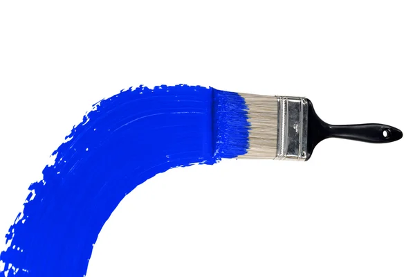 Penseel met blauwe verf — Stockfoto