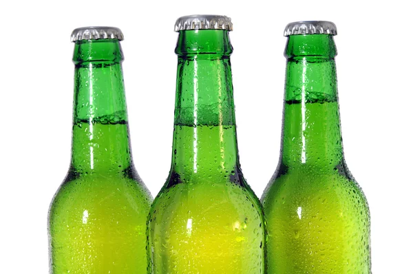 Tres botellas de cerveza verde —  Fotos de Stock