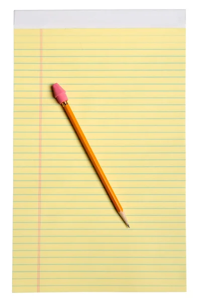 Yellow Note Pad With Pencil — Stock Photo, Image