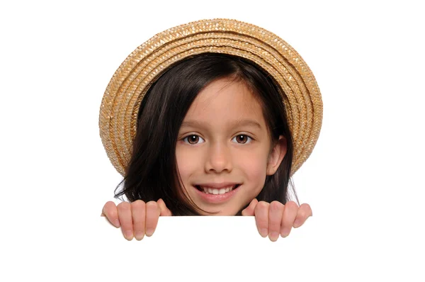 Young Girl Holding Blank Sign — Stock Photo, Image